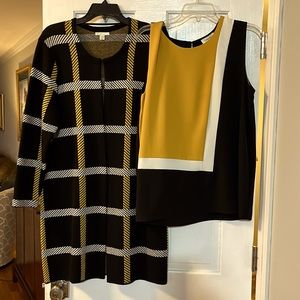 Sweater coat and sleeveless shell.